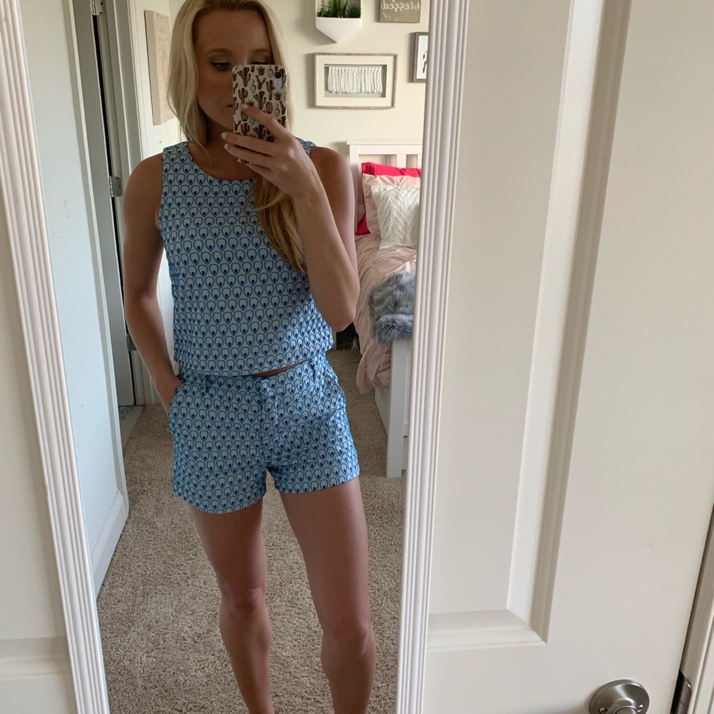 Blue print shorts